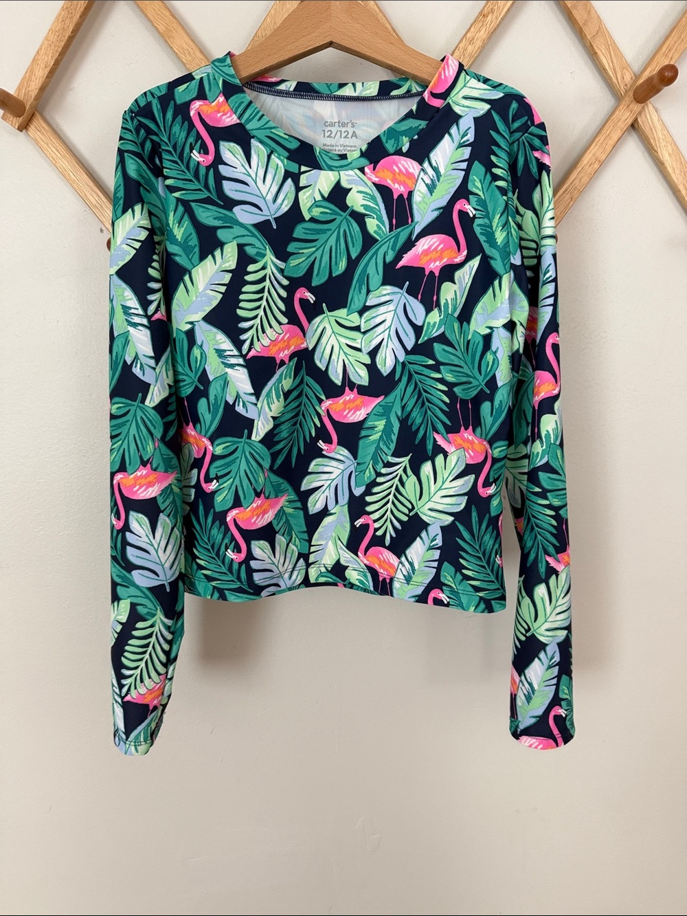 Carter’s Girls 12 Tropical Flamingo Long Sleeve Rash Guard Swim Top